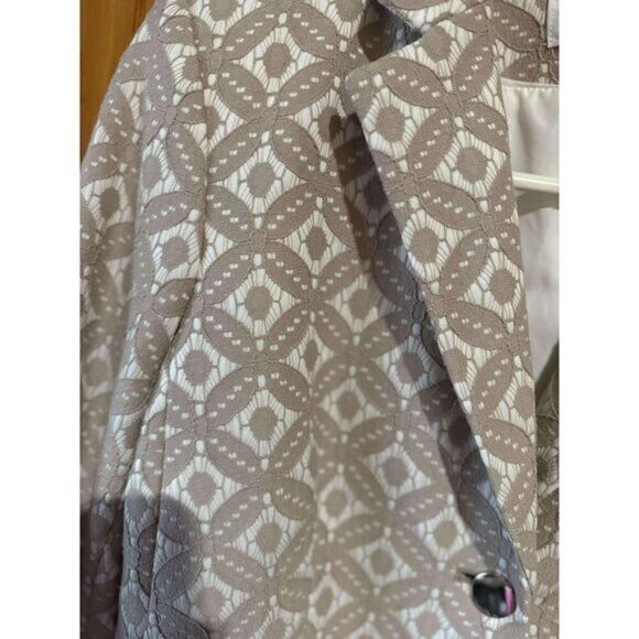 Calvin Klein Geometric Pattern Cropped Blazer Beige White Professional Jacket‎ - Picture 4 of 4